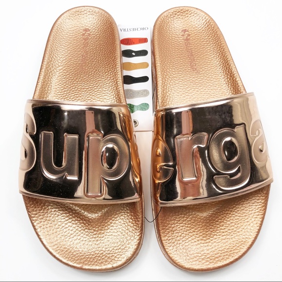 superga slides rose gold